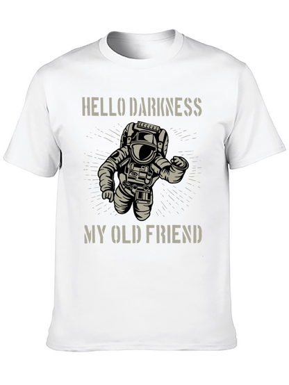 Camiseta Negra Astronauta: Hello Darkness My Old Friend