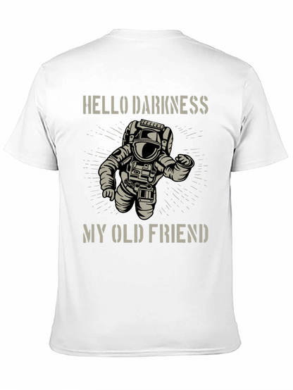 Camiseta Negra Astronauta: Hello Darkness My Old Friend