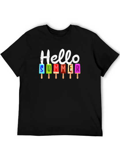 Camiseta Negra Hola Verano con Helados