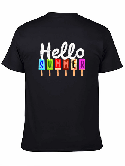 Camiseta Negra Hola Verano con Helados