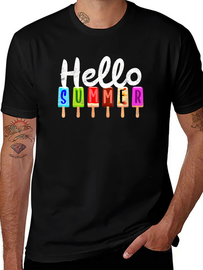 Camiseta Negra Hola Verano con Helados