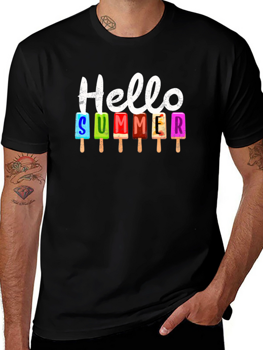 Camiseta Negra Hola Verano con Helados