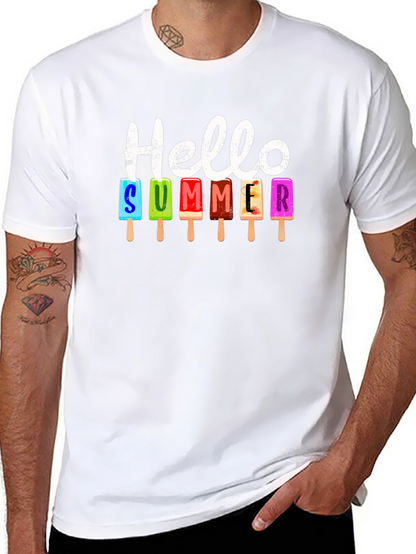 Camiseta Negra Hola Verano con Helados