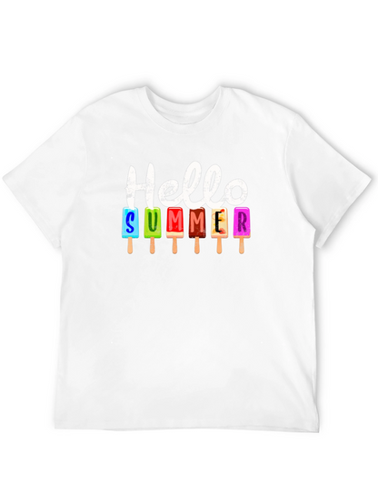 Camiseta Negra Hola Verano con Helados
