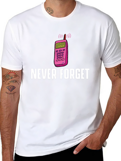 Camiseta Hombre: Nunca Olvides el Celular Retro