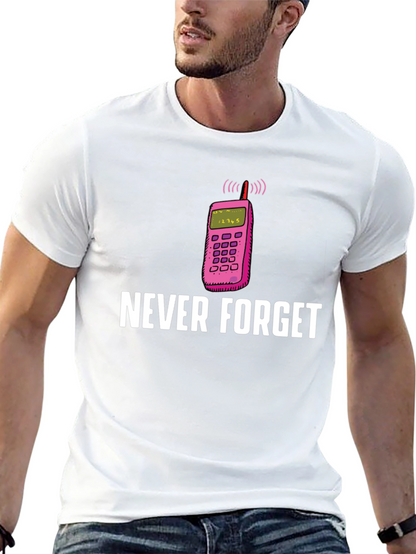 Camiseta Hombre: Nunca Olvides el Celular Retro