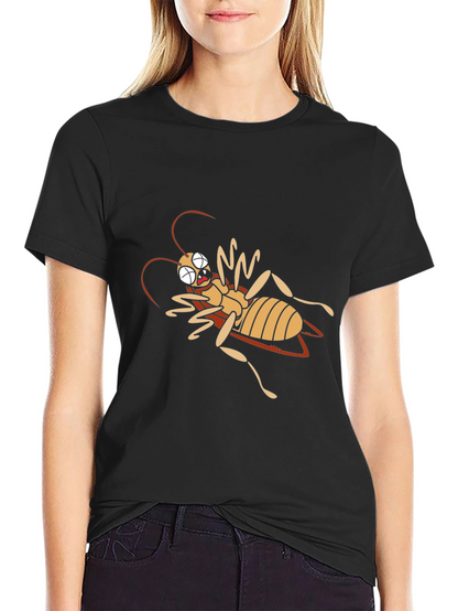 Camiseta Negra con Diseño de Insecto Caricaturesco