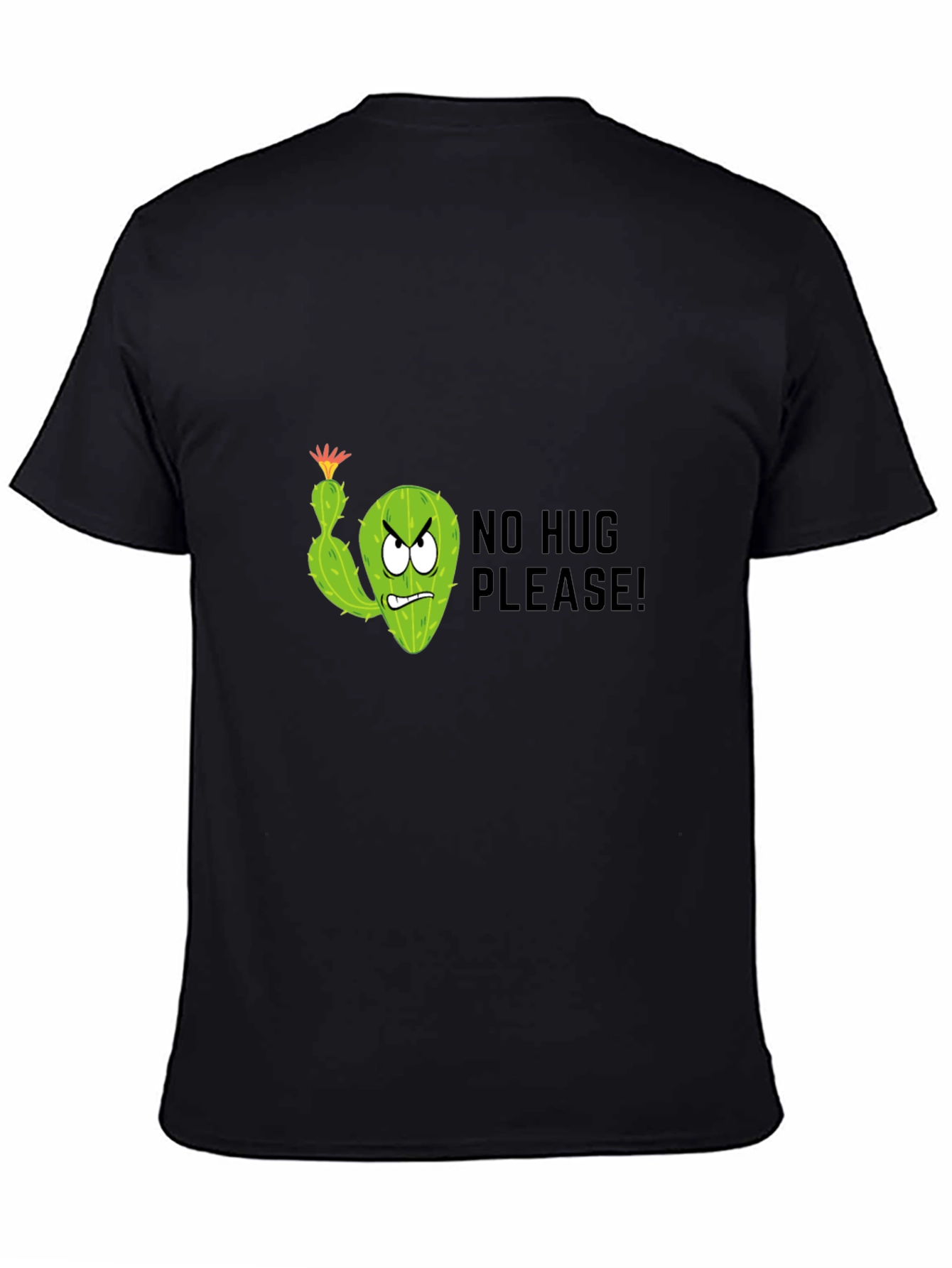 Camiseta Negra: Cáctus Anti-Abrazos - ¡Humor con Estilo!