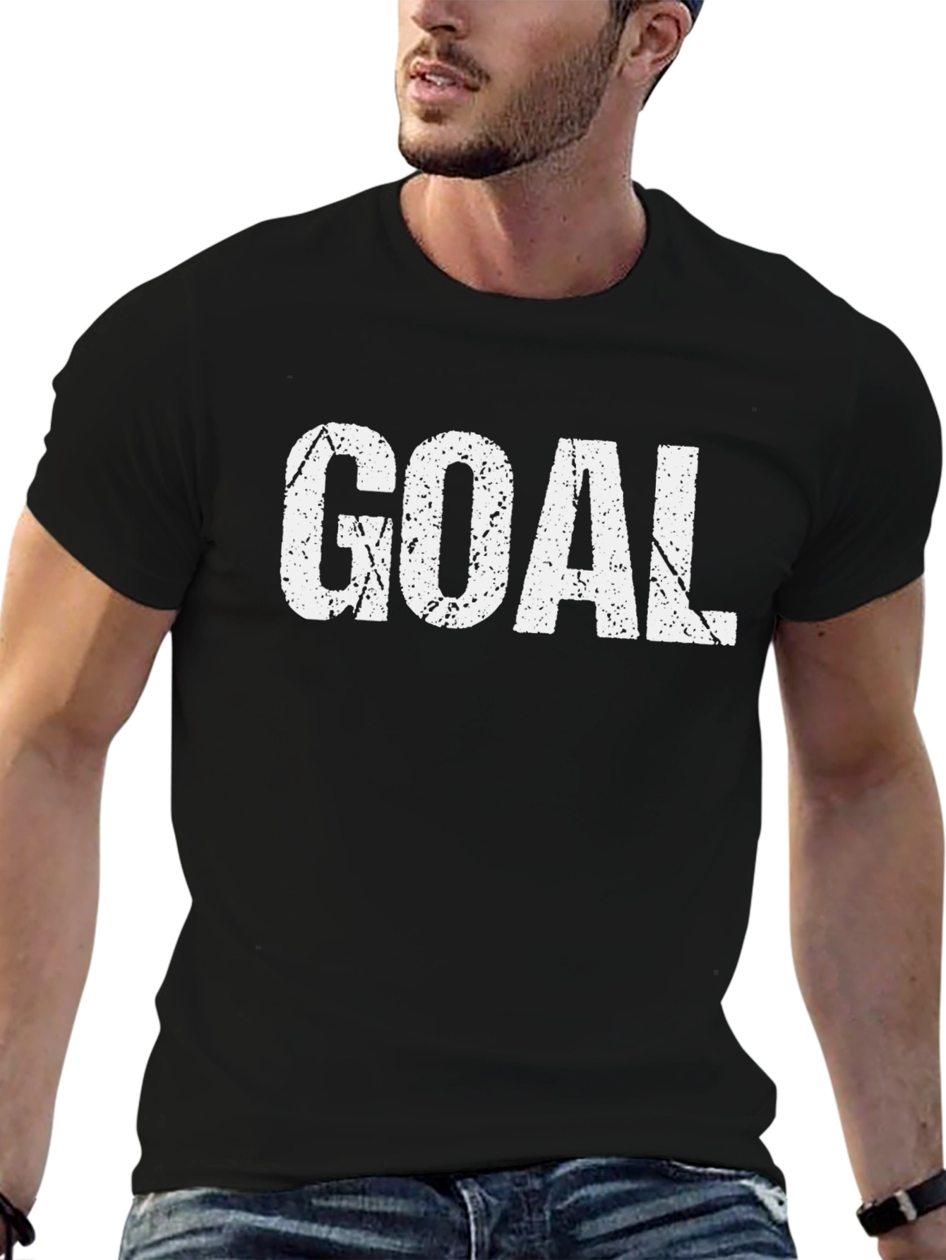 Camiseta Negra GOAL Estilo Grunge