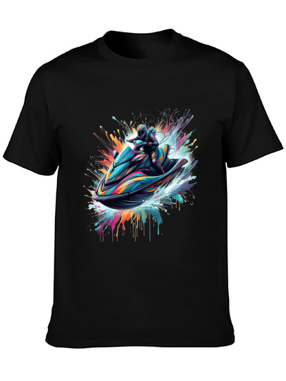 Camiseta Negra Jet Ski Abstracto