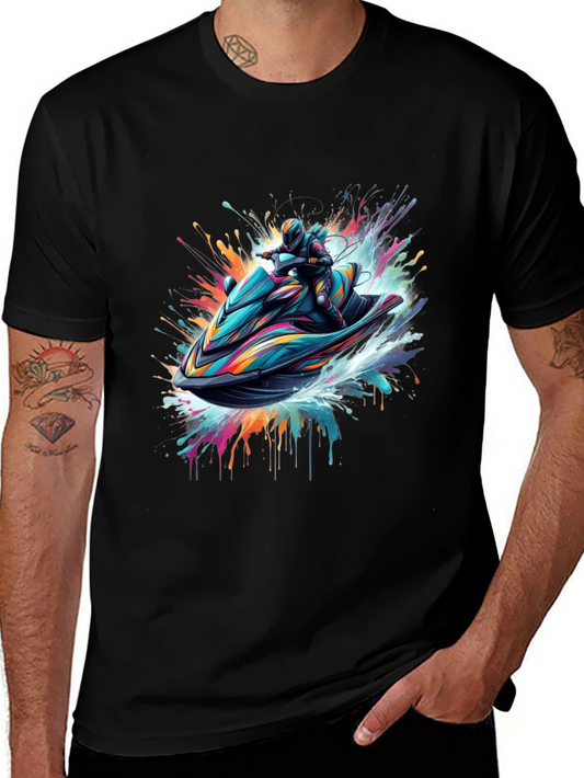 Camiseta Negra Jet Ski Abstracto