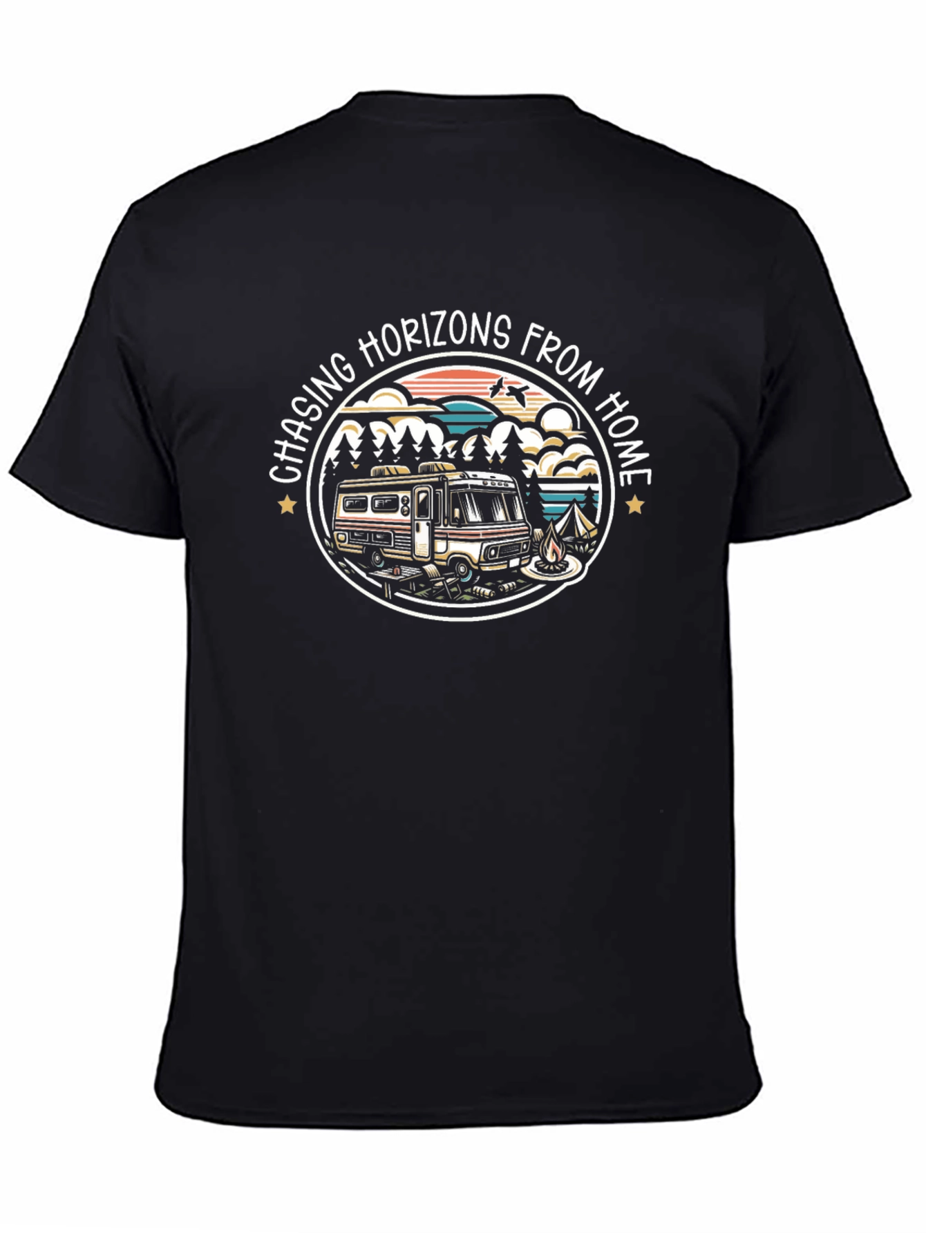 Camiseta Negra Chasing Horizons From Home