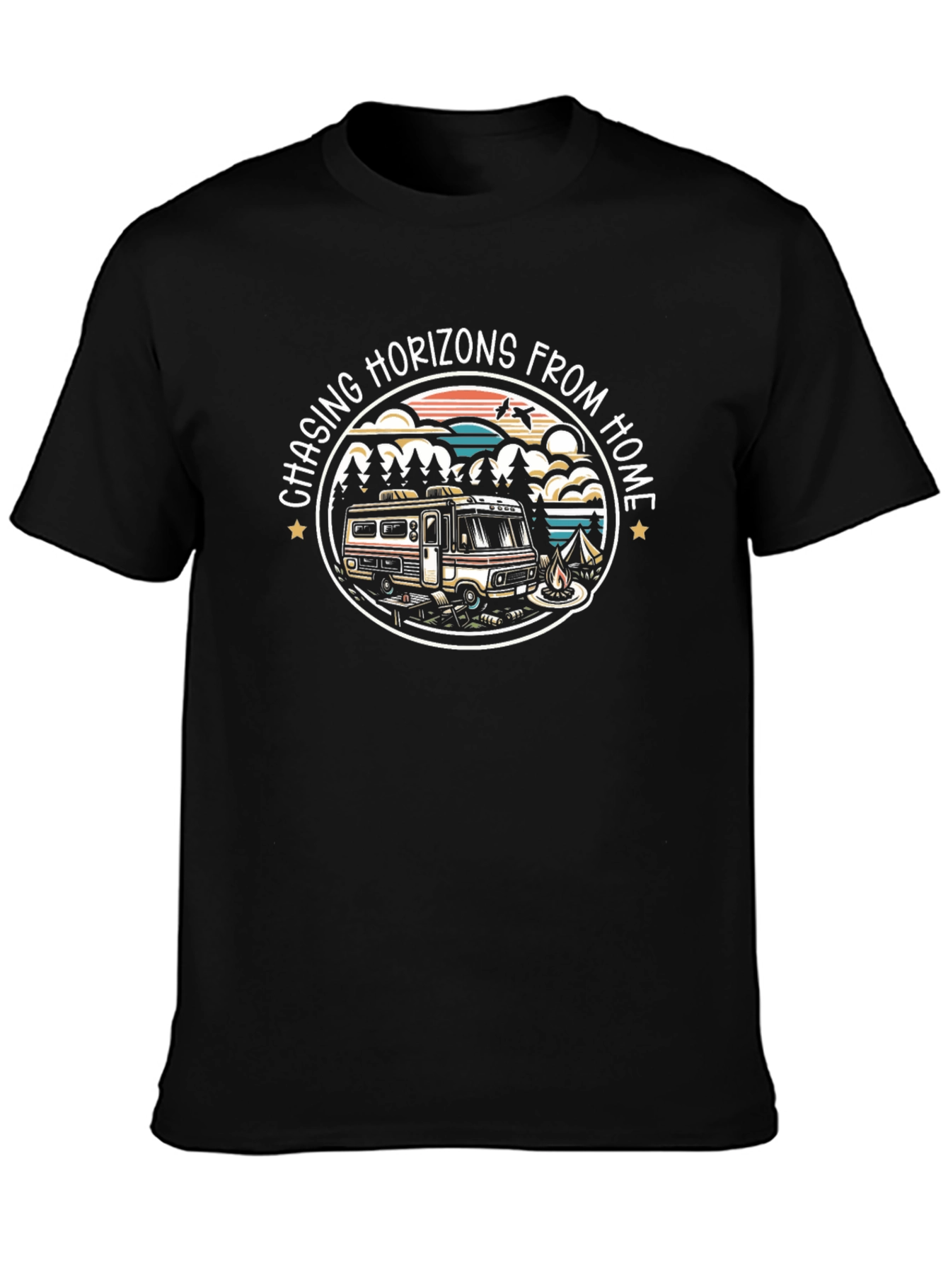 Camiseta Negra Chasing Horizons From Home