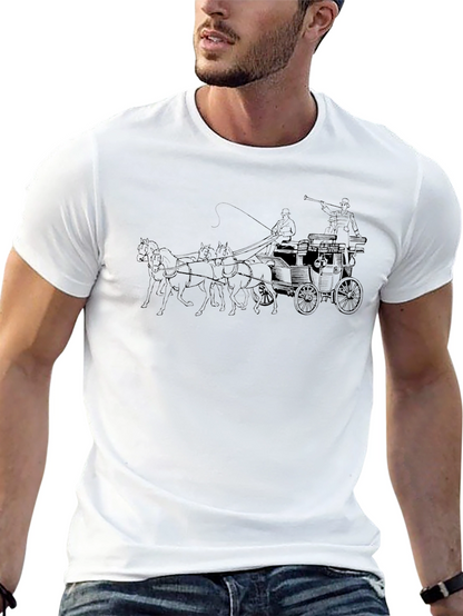 Camiseta Negra con Carruaje Clásico