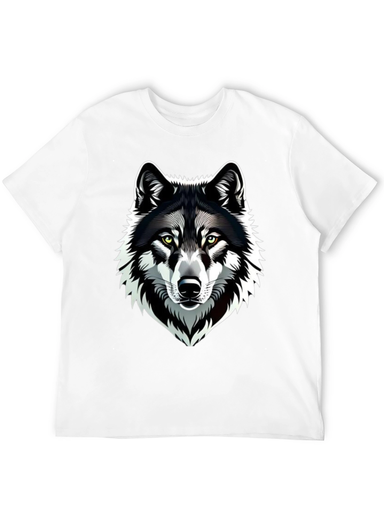 Camiseta Negra Hombre Diseño Lobo
