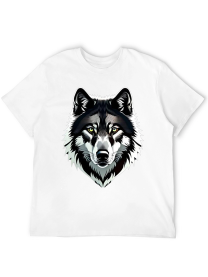Camiseta Negra Hombre Diseño Lobo