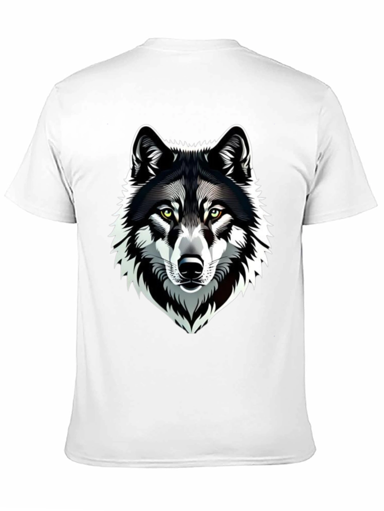 Camiseta Negra Hombre Diseño Lobo