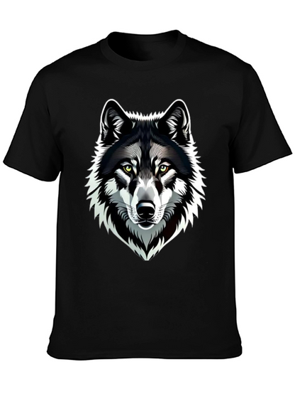 Camiseta Negra Hombre Diseño Lobo
