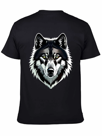 Camiseta Negra Hombre Diseño Lobo