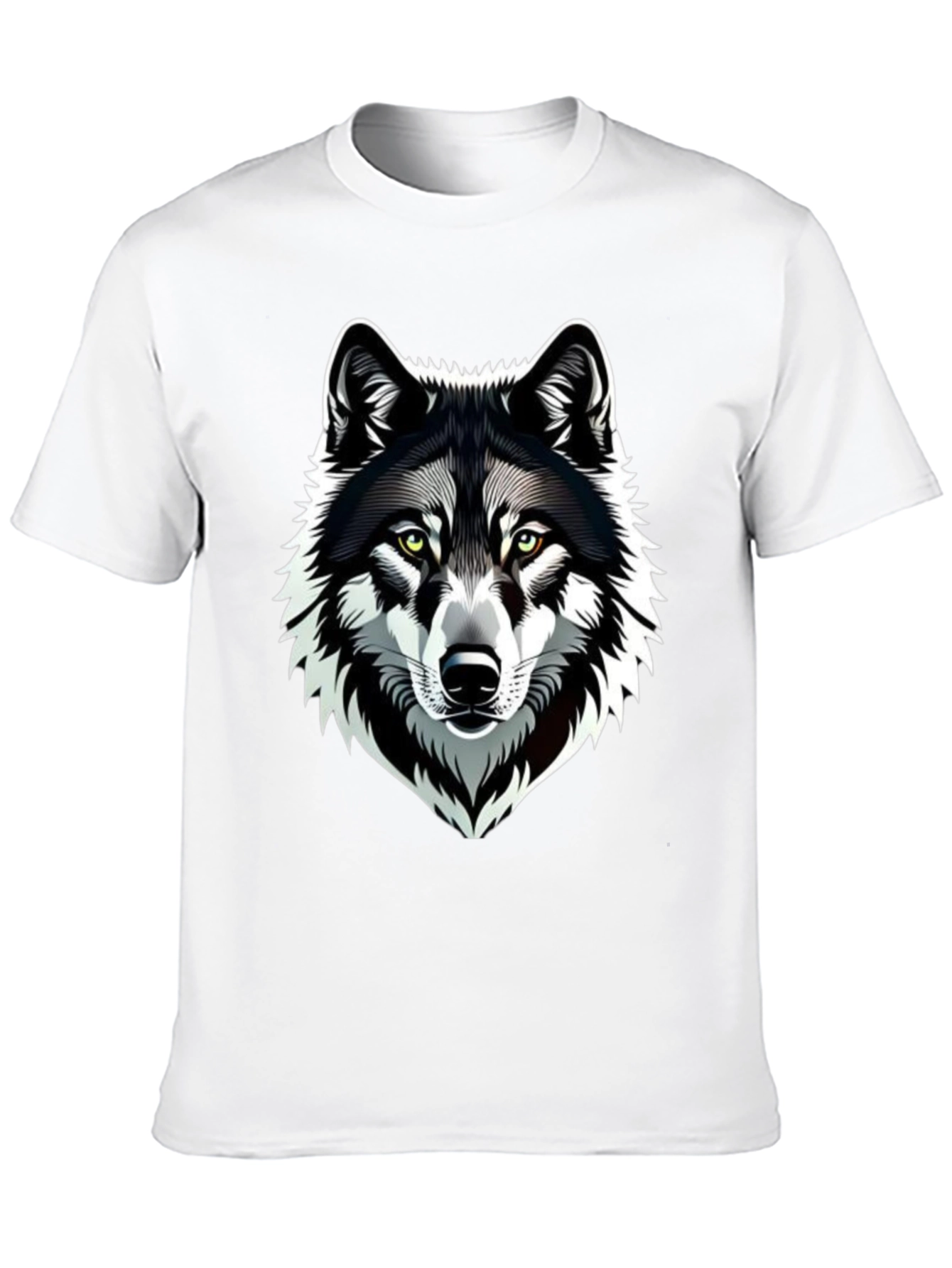 Camiseta Negra Hombre Diseño Lobo