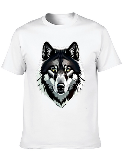 Camiseta Negra Hombre Diseño Lobo