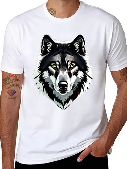 Camiseta Negra Hombre Diseño Lobo