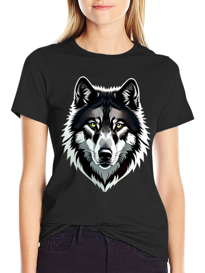 Camiseta Negra Hombre Diseño Lobo