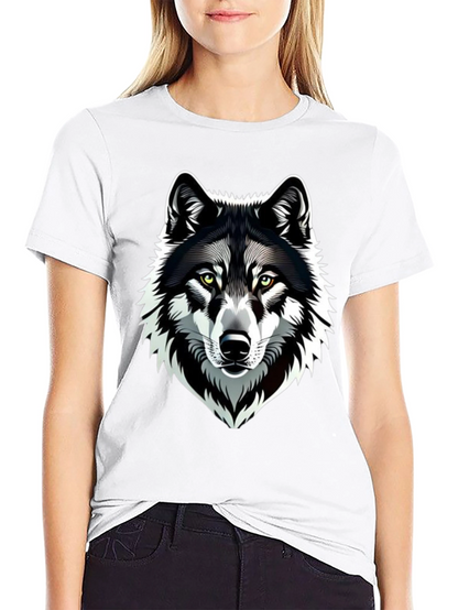 Camiseta Negra Hombre Diseño Lobo