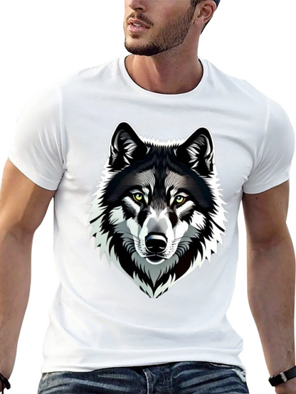 Camiseta Negra Hombre Diseño Lobo