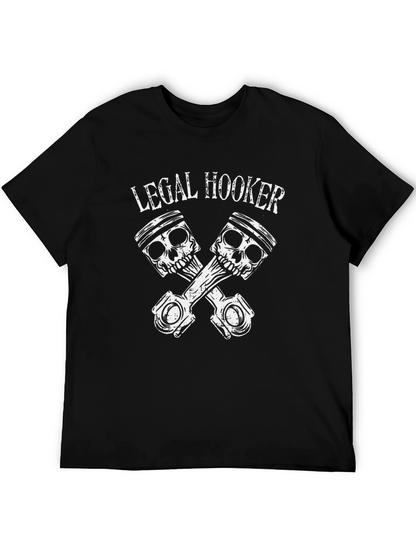 Camiseta Negra Legal Hooker con Diseño de Pistones