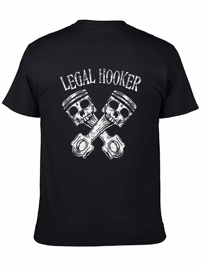 Camiseta Negra Legal Hooker con Diseño de Pistones