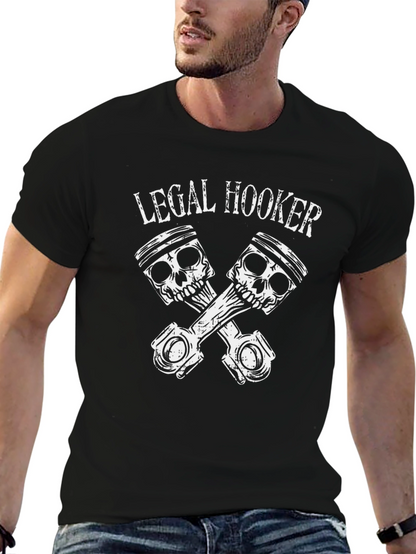 Camiseta Negra Legal Hooker con Diseño de Pistones