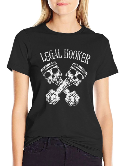 Camiseta Negra Legal Hooker con Diseño de Pistones