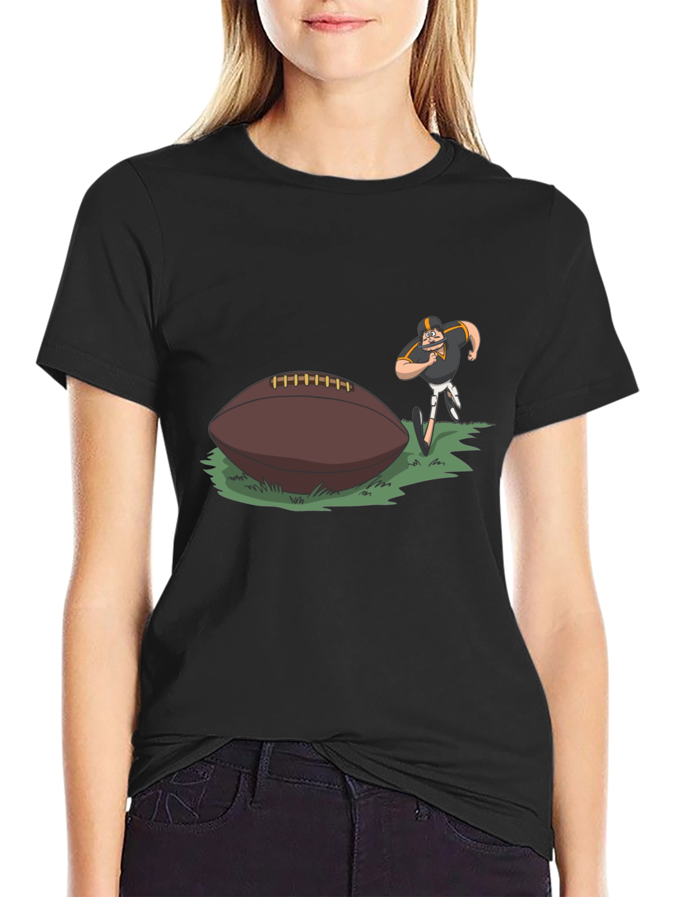 Camiseta Negra Fútbol Americano Dibujos