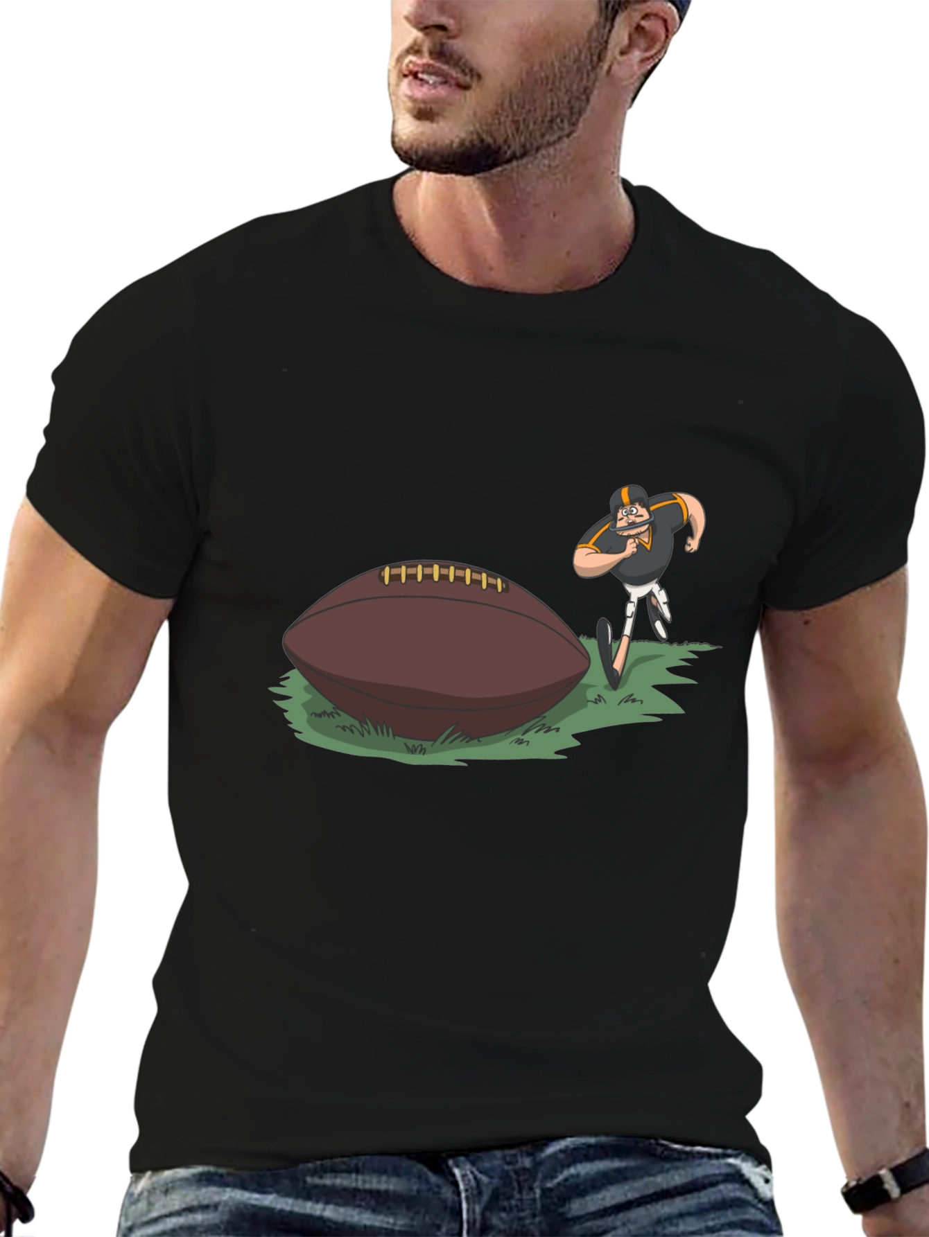 Camiseta Negra Fútbol Americano Dibujos