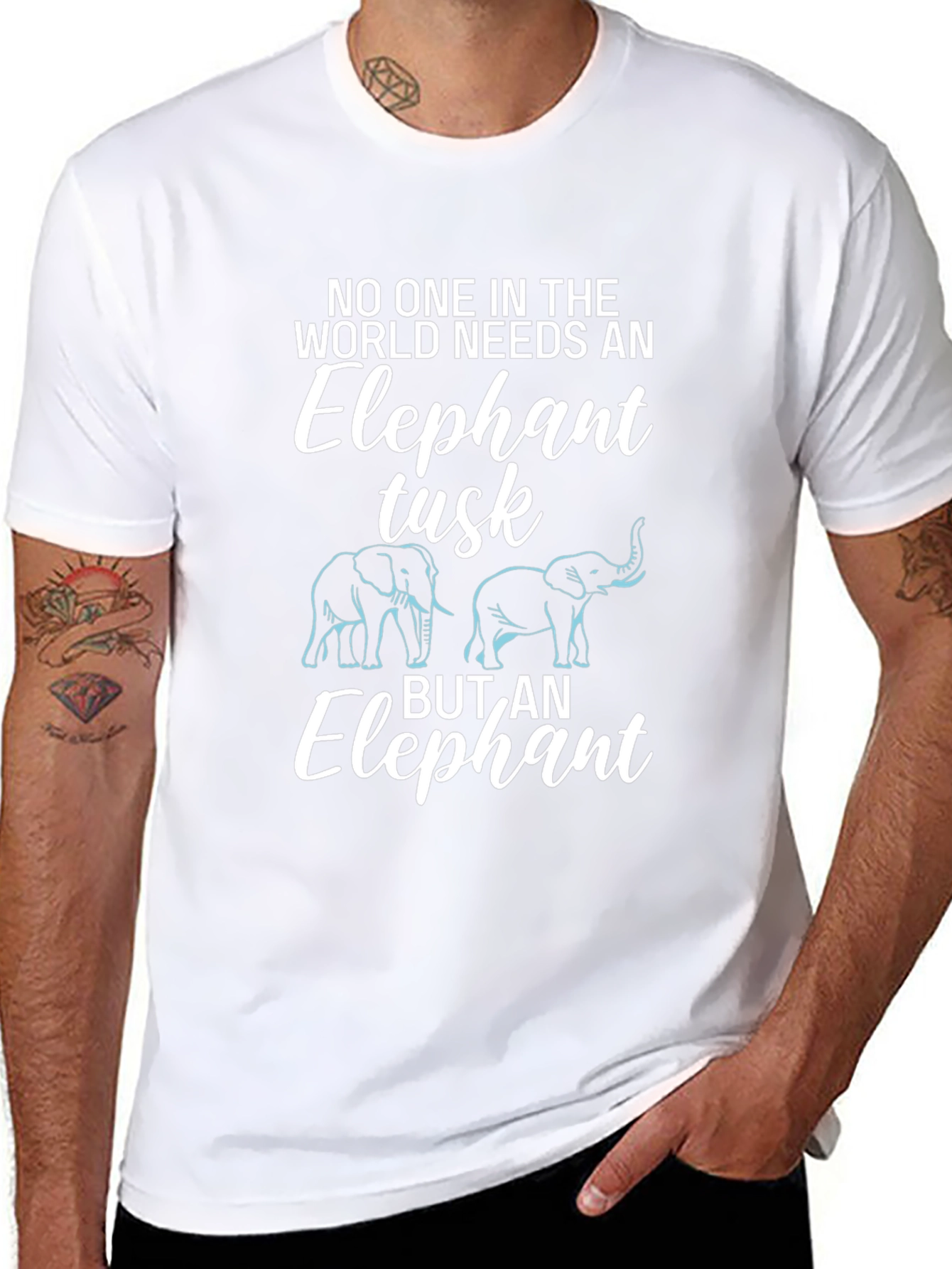 Camiseta Negra: Elefante Necesita Colmillo