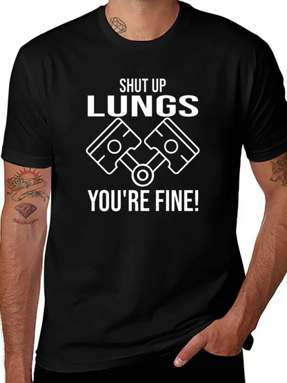 Camiseta Negra Shut Up Lungs Youre Fine