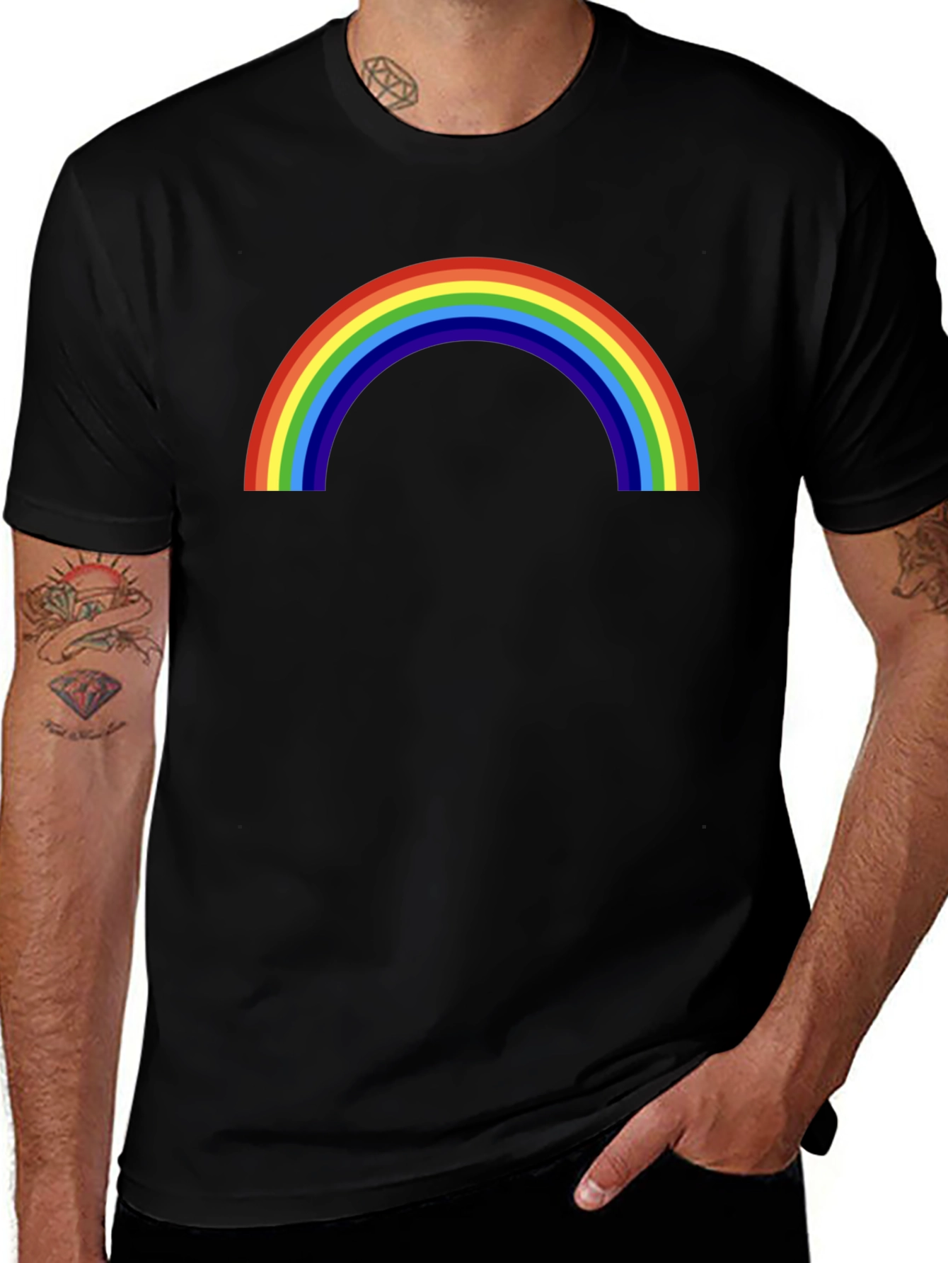 Camiseta Negra con Arco Iris