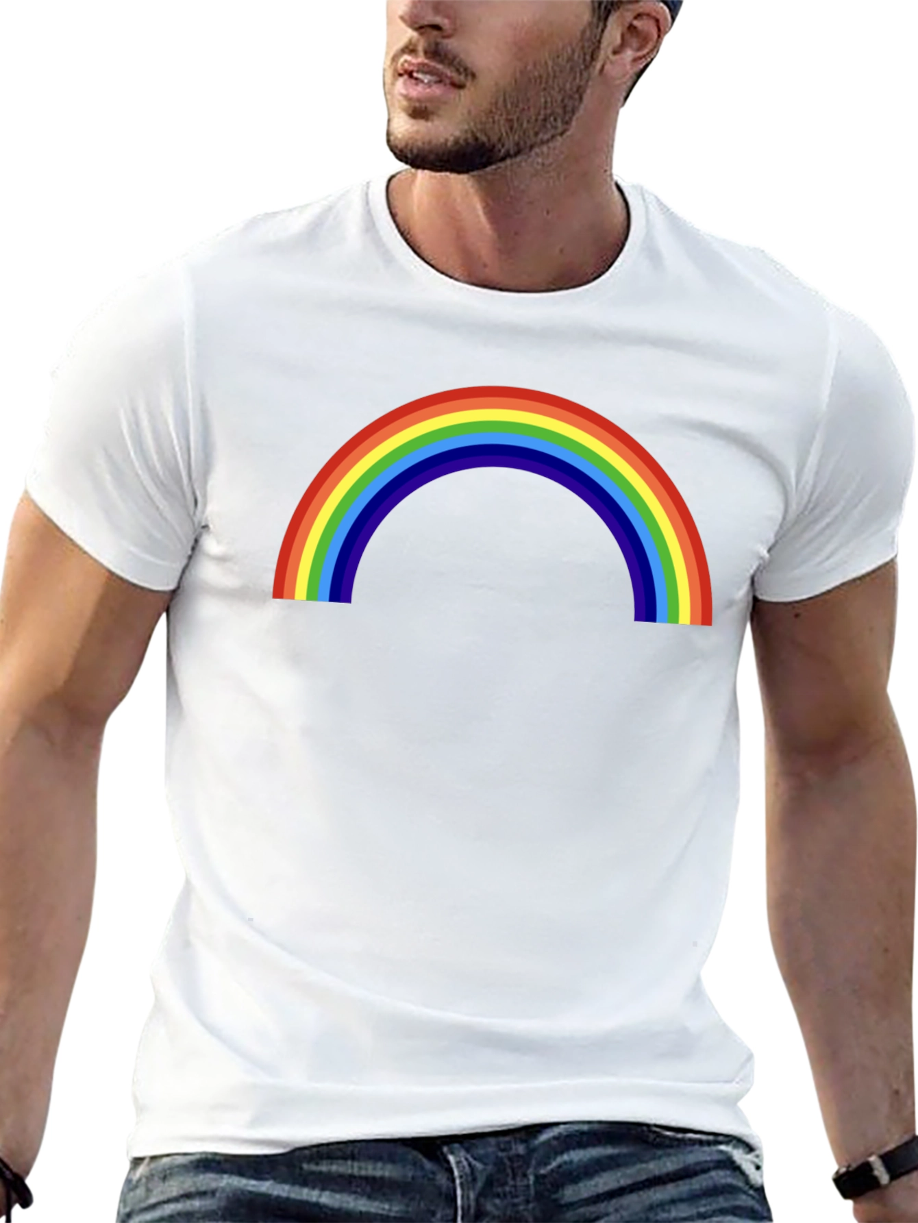 Camiseta Negra con Arco Iris