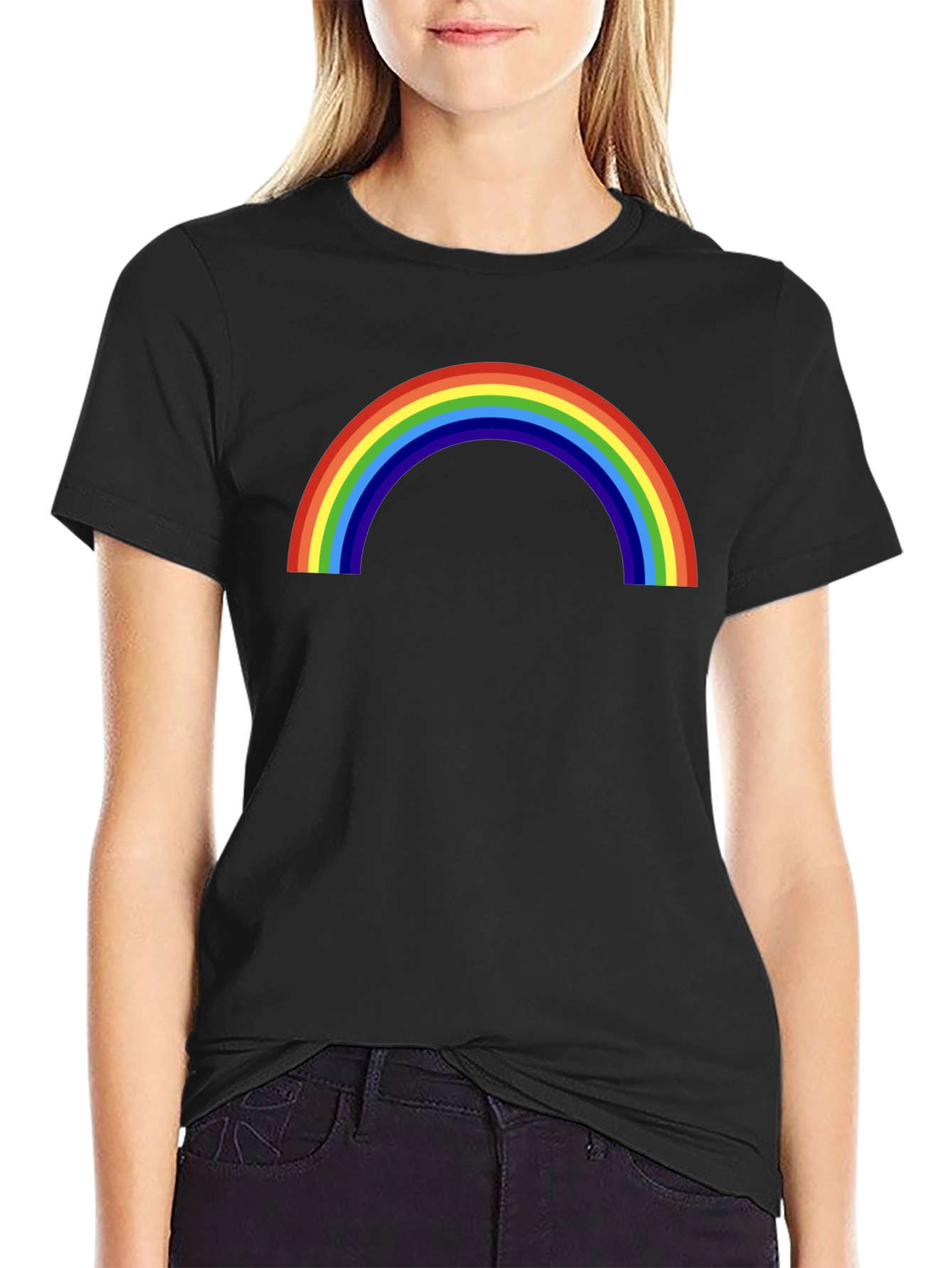 Camiseta Negra con Arco Iris