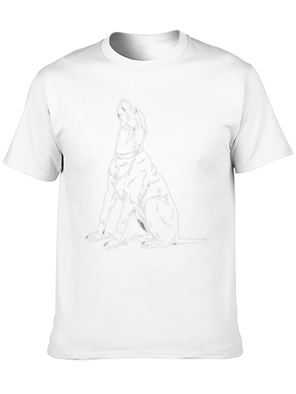 Camiseta Negra con Dibujo de Perro Aullando