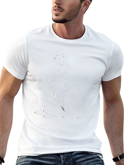 Camiseta Negra con Dibujo de Perro Aullando