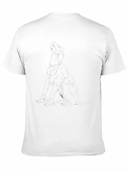 Camiseta Negra con Dibujo de Perro Aullando