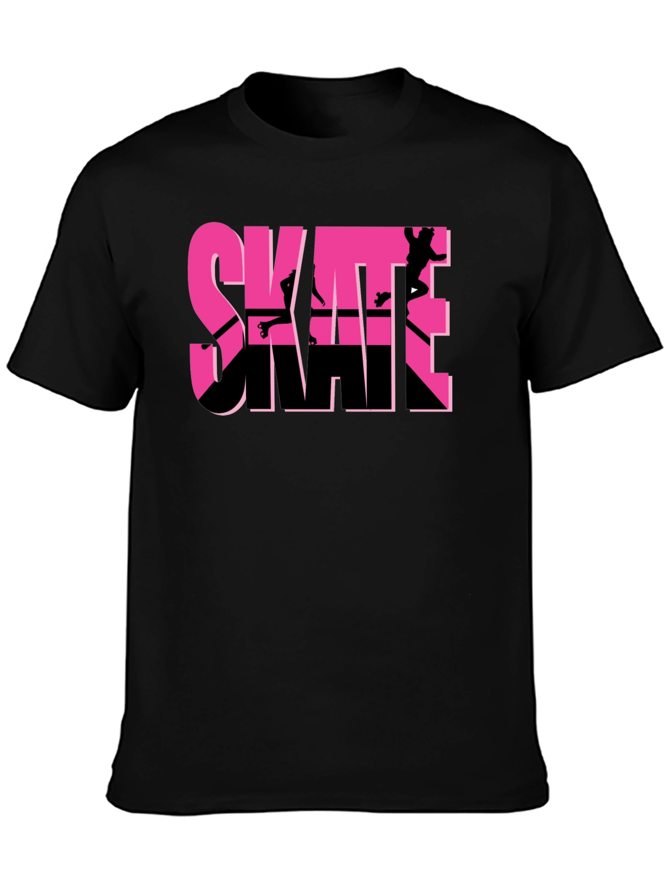 Camiseta Negra Skateboarding Diseño Gráfico