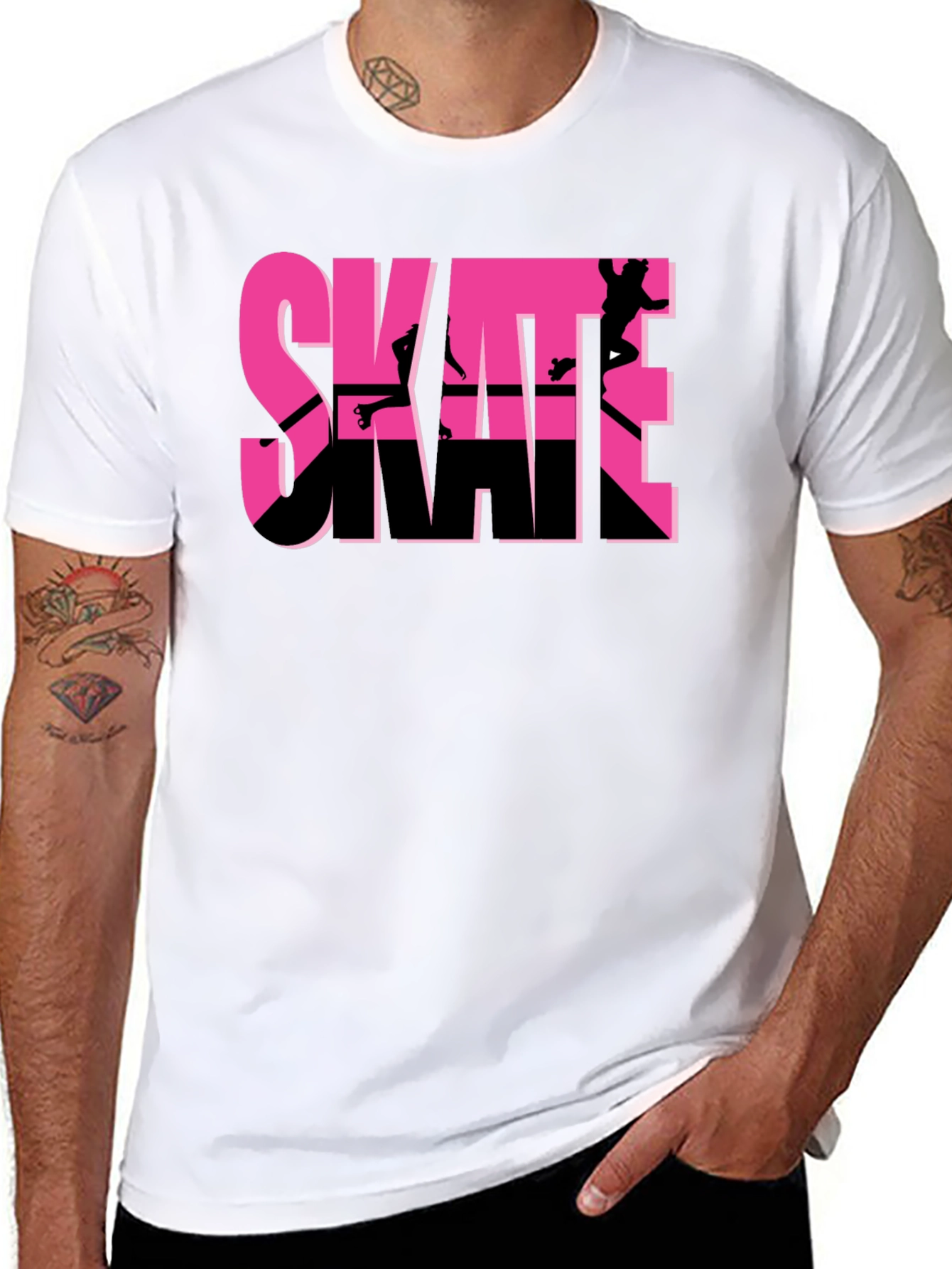 Camiseta Negra Skateboarding Diseño Gráfico