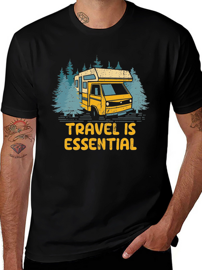 Camiseta Negra Viajar Es Esencial