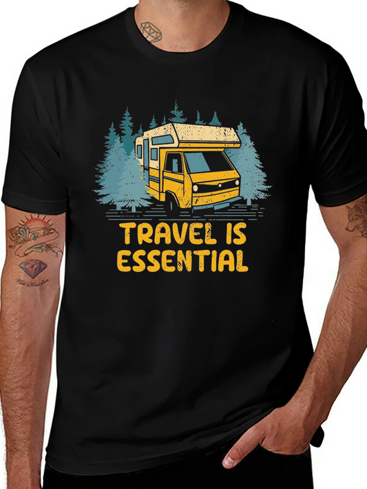 Camiseta Negra Viajar Es Esencial