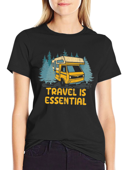 Camiseta Negra Viajar Es Esencial