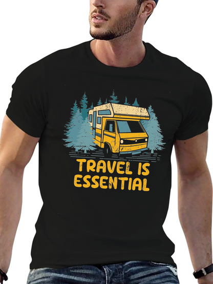 Camiseta Negra Viajar Es Esencial