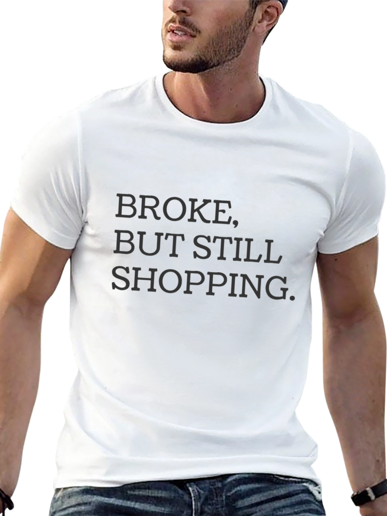 Camiseta Negra: Broke But Still Shopping